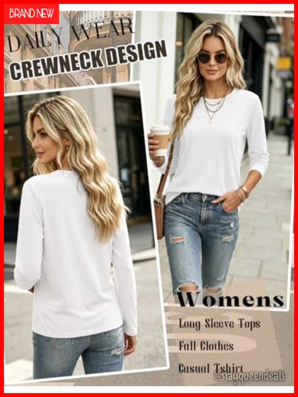Long Sleeve Crewneck Tee Soft Stretchy T-Shirt Business Casual Workout - Picture 4 of 6